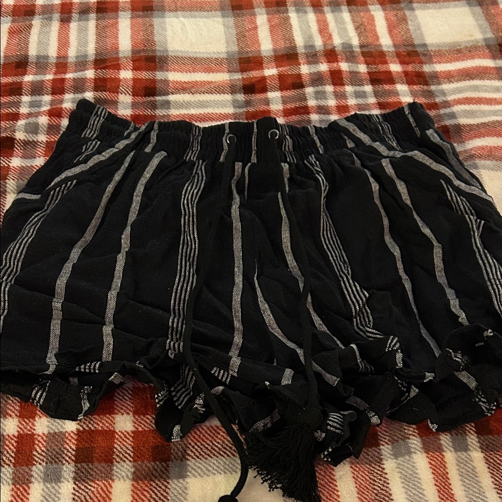 SO Black and White Striped High Waist Women's Shorts